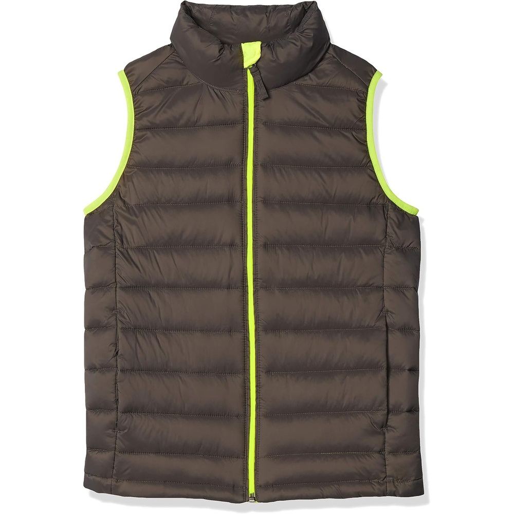 image:imageAmazon Essentials Boys and Toddlers Lightweight WaterResistant Packable Hooded Puffer VestBlack Neon Yellow