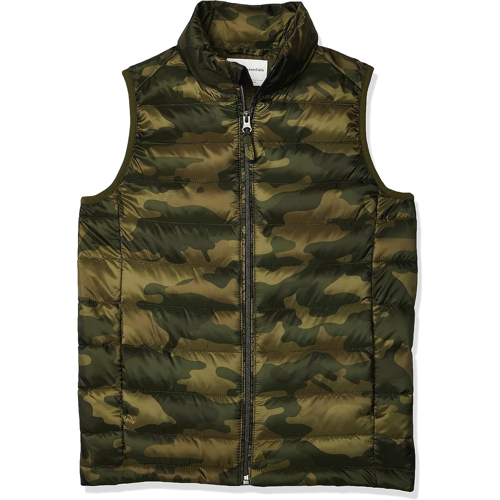 image:imageAmazon Essentials Boys and Toddlers Lightweight WaterResistant Packable Hooded Puffer VestGreen Camo