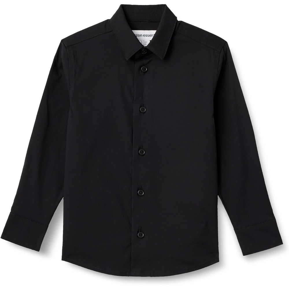 image:imageAmazon Essentials Boys and Toddlers Long Sleeve Dress ShirtBlack