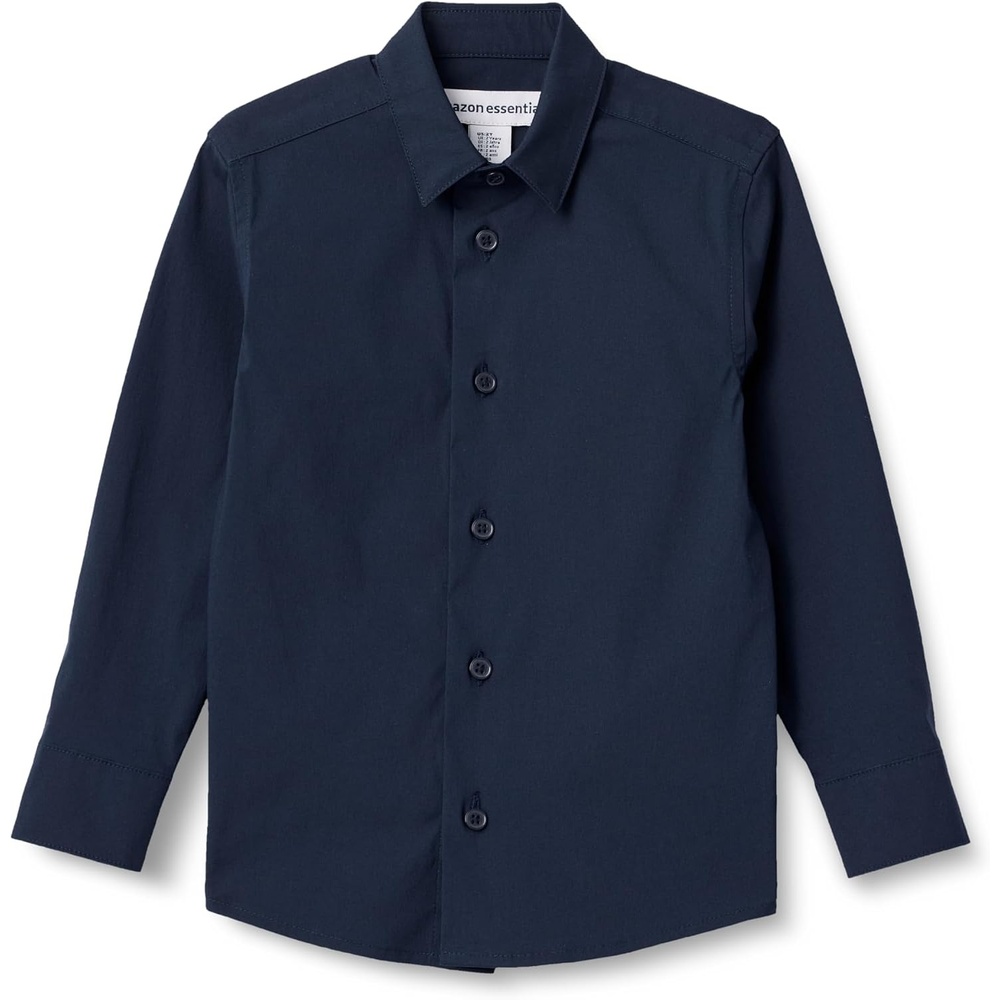 image:imageAmazon Essentials Boys and Toddlers Long Sleeve Dress ShirtNavy