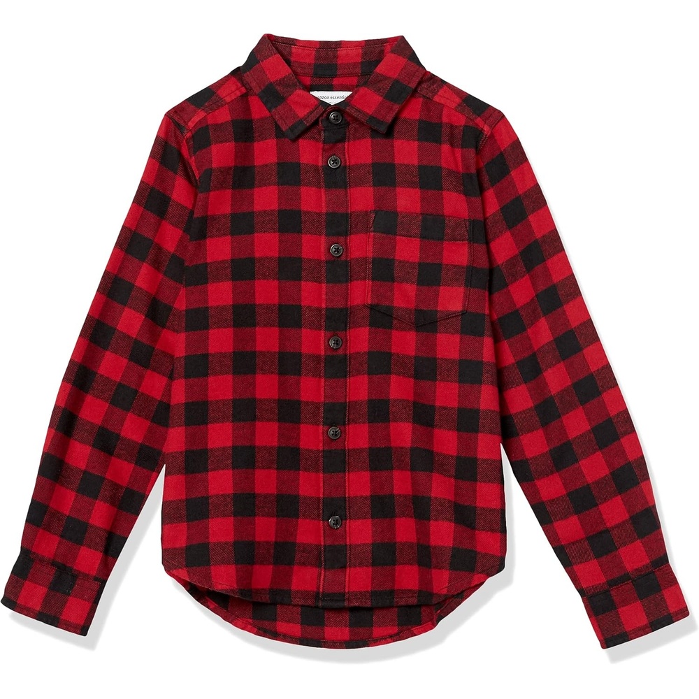 image:imageAmazon Essentials Boys and Toddlers Long Sleeve Flannel Button Down ShirtRed Buffalo Check