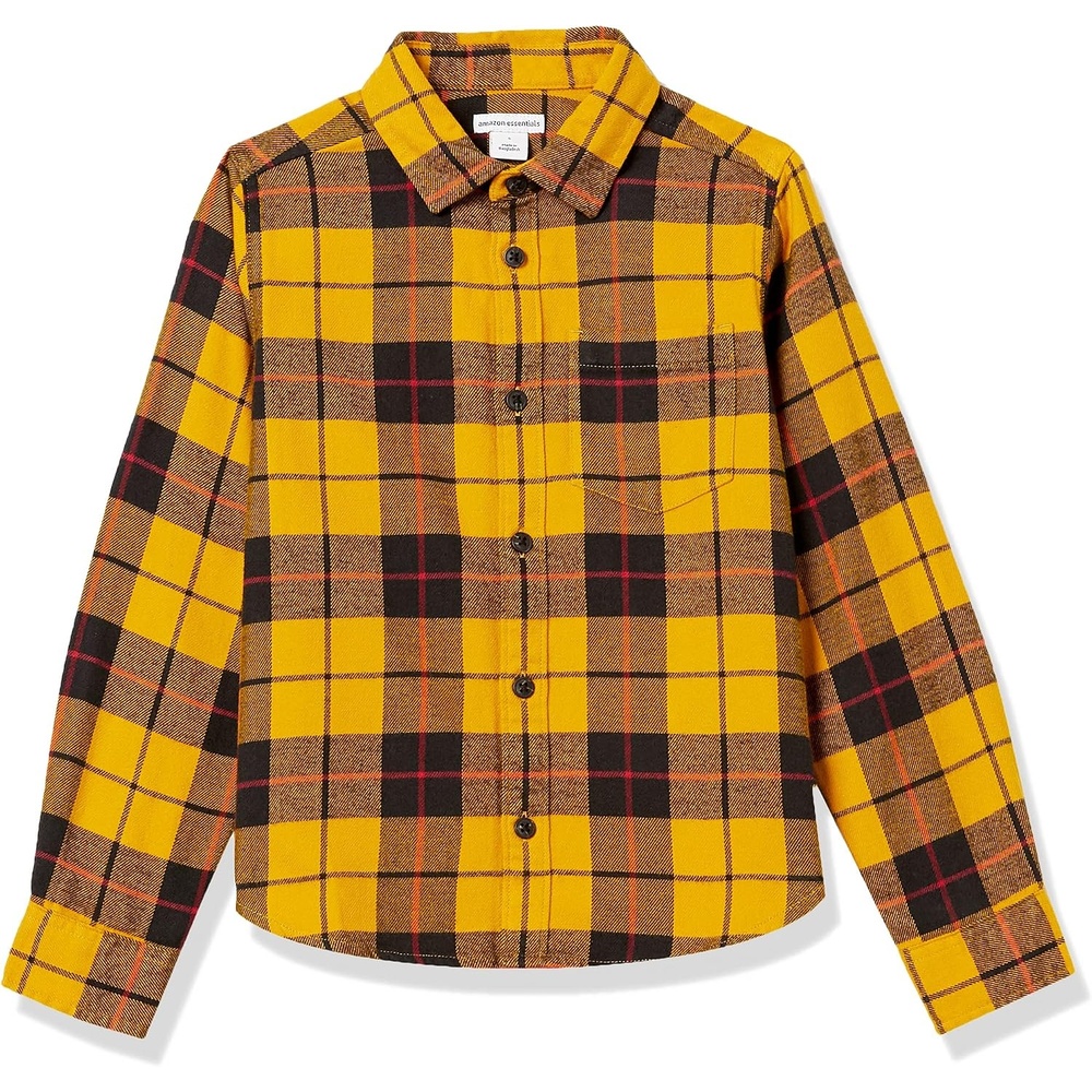 image:imageAmazon Essentials Boys and Toddlers Long Sleeve Flannel Button Down ShirtYellow Plaid