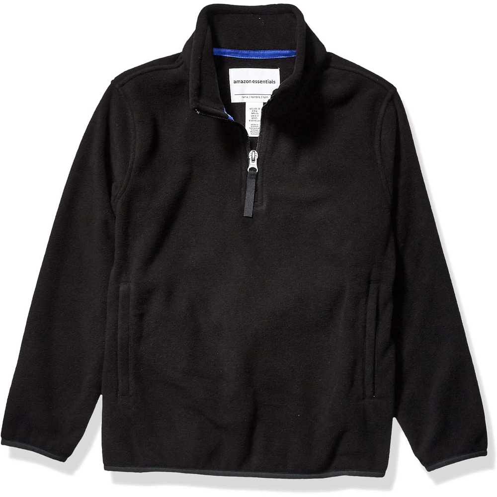image:imageAmazon Essentials Boys and Toddlers Long Sleeve Midweight Polar Fleece QuarterZip Pullover JacketBlack