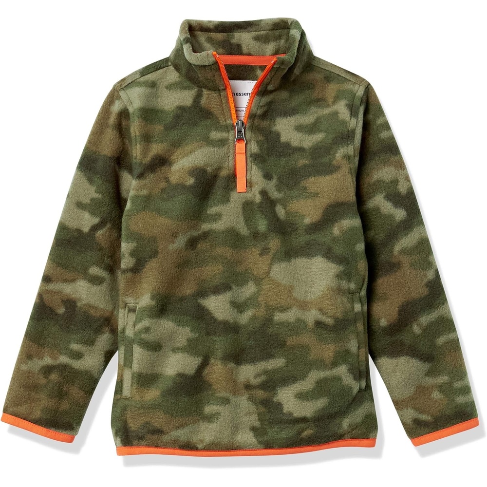 image:imageAmazon Essentials Boys and Toddlers Long Sleeve Midweight Polar Fleece QuarterZip Pullover JacketGreen Camouflage