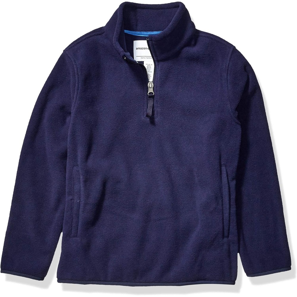 image:imageAmazon Essentials Boys and Toddlers Long Sleeve Midweight Polar Fleece QuarterZip Pullover JacketNavy