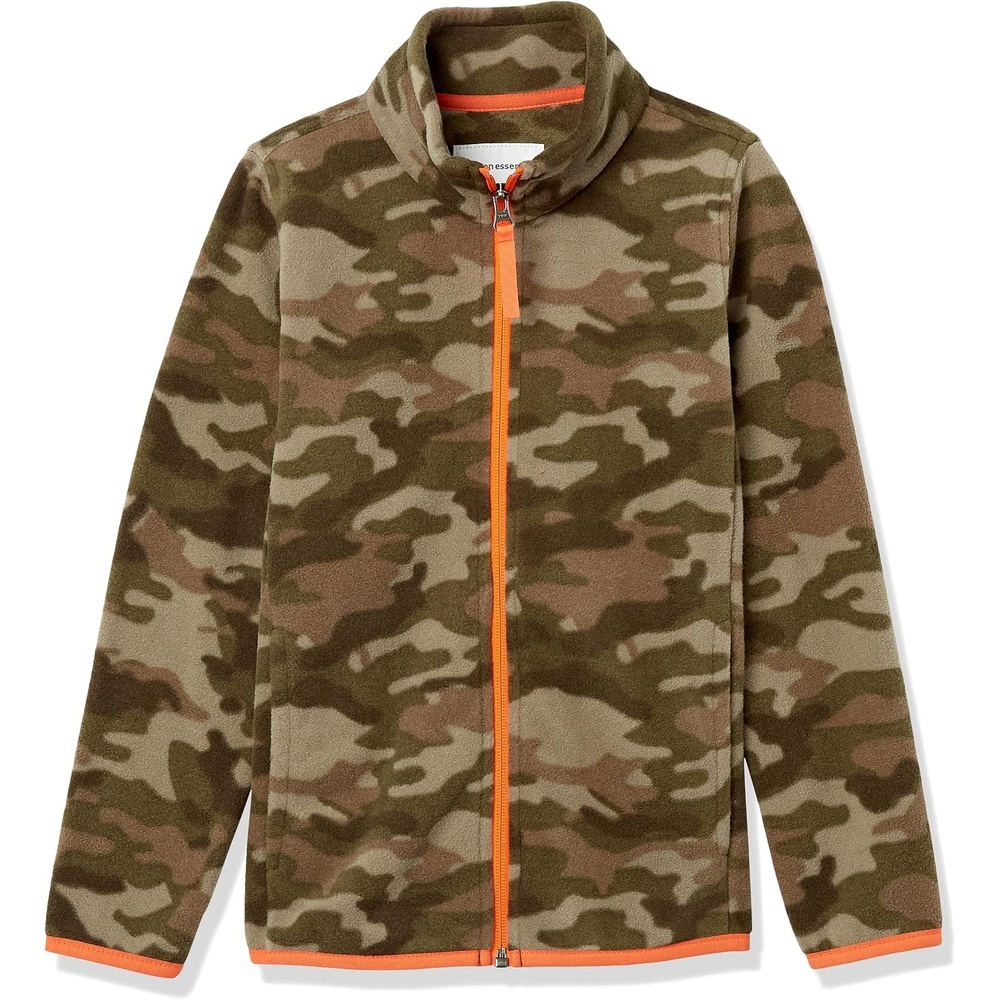 image:imageAmazon Essentials Boys and Toddlers Long Sleeve Polar Fleece FullZip Mock Jacket InsulatedGreen Camo Print