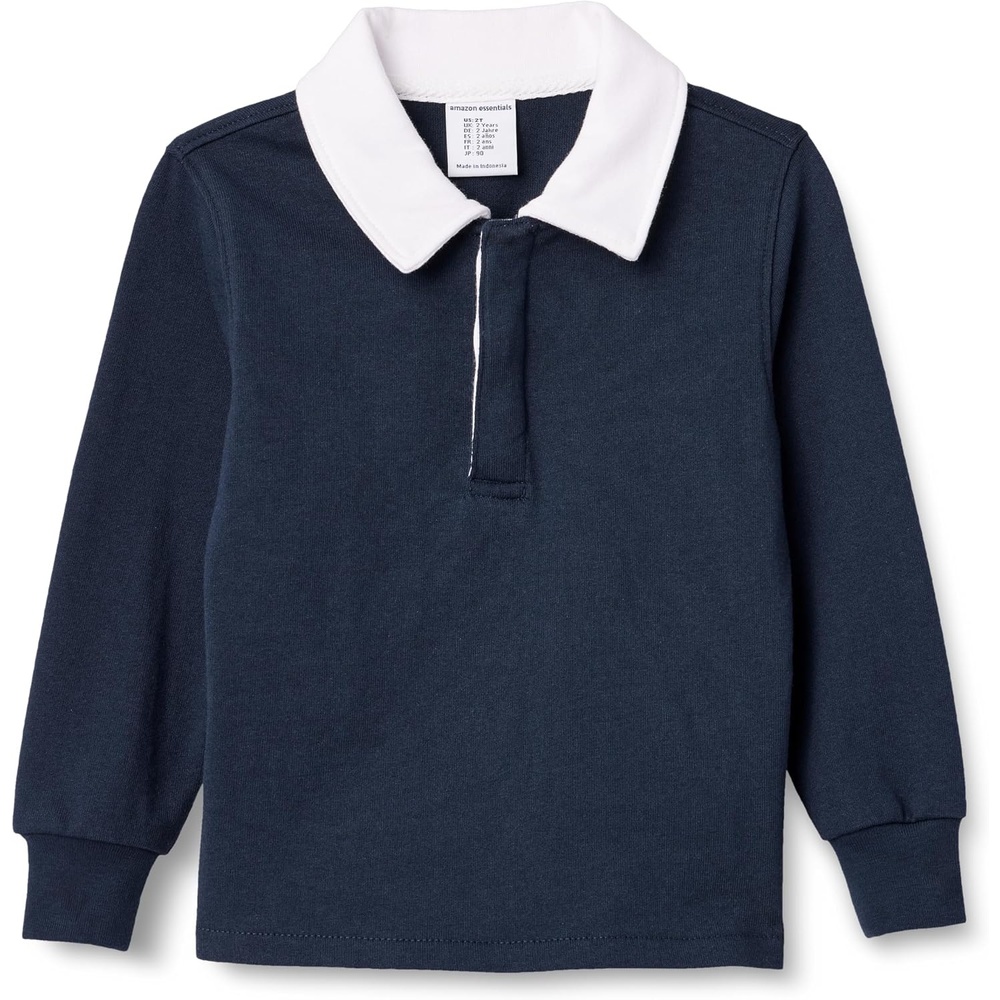 image:imageAmazon Essentials Boys and Toddlers Long Sleeve Rugby Polo ShirtNavy