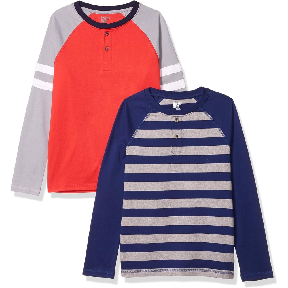 image:imageAmazon Essentials Boys and Toddlers LongSleeve Henley TShirts Previously Spotted Zebra