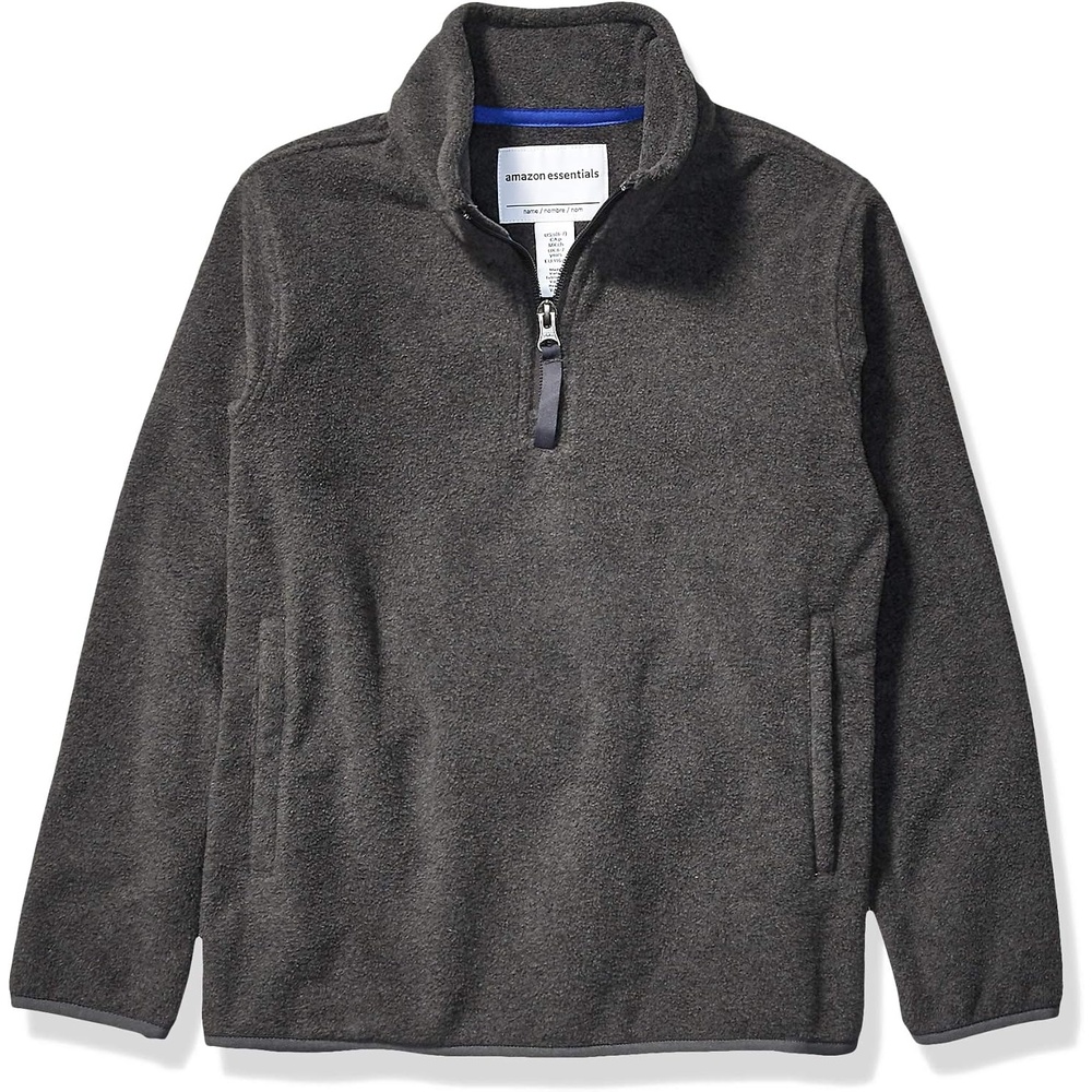 image:imageAmazon Essentials Boys and Toddlers Midweight Polar Fleece QuarterZip Pullover Jacket Long SleeveGrey Charcoal Heather