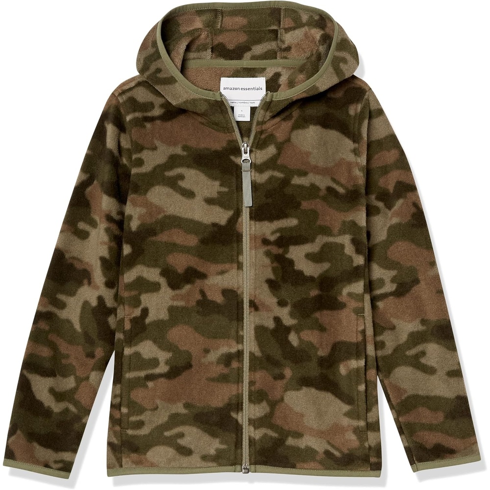 image:imageAmazon Essentials Boys and Toddlers Polar Fleece FullZip Hooded Long Sleeve Insulated Coat JacketOlive Camo