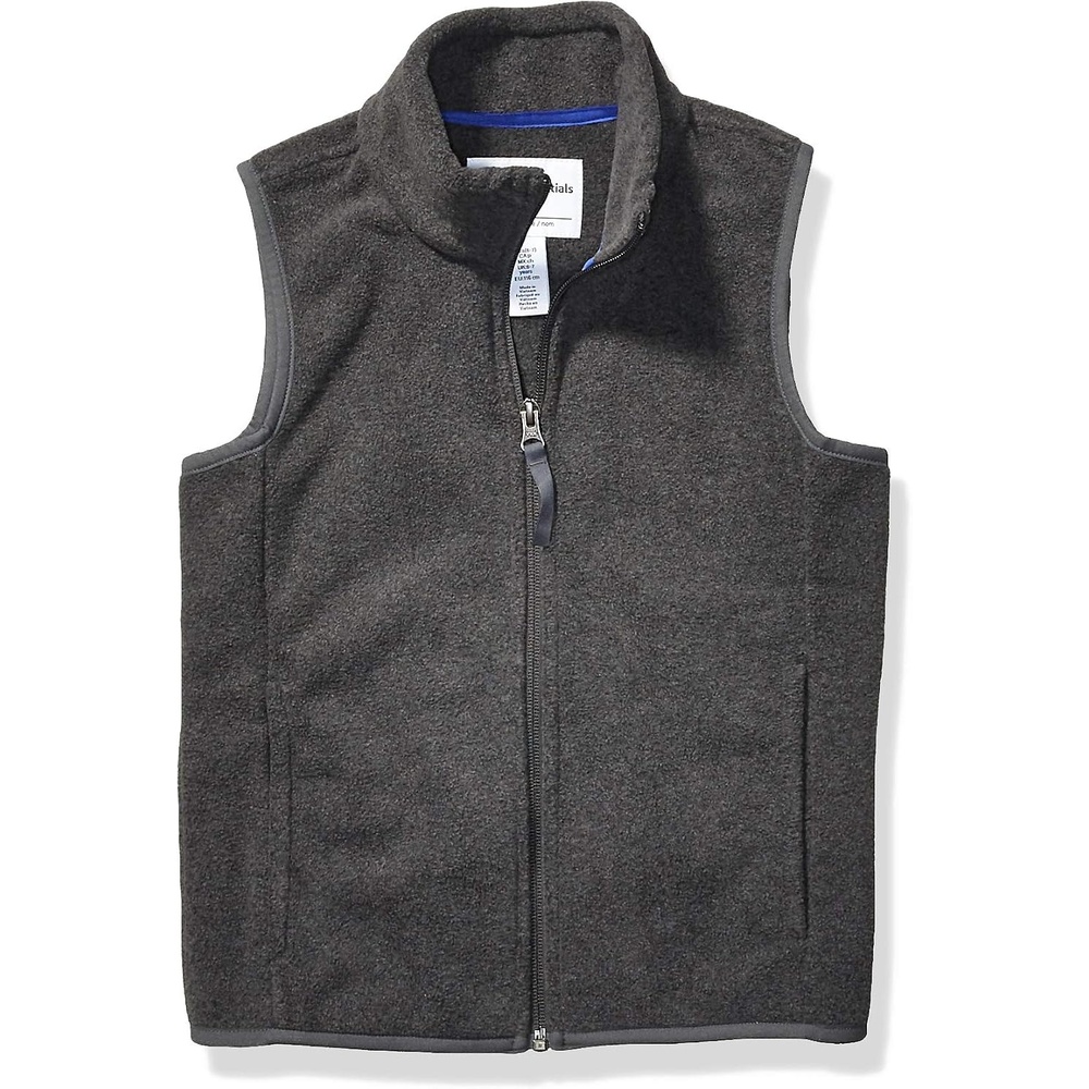 image:imageAmazon Essentials Boys and Toddlers Polar Fleece FullZip MockNeck VestCharcoal Heather