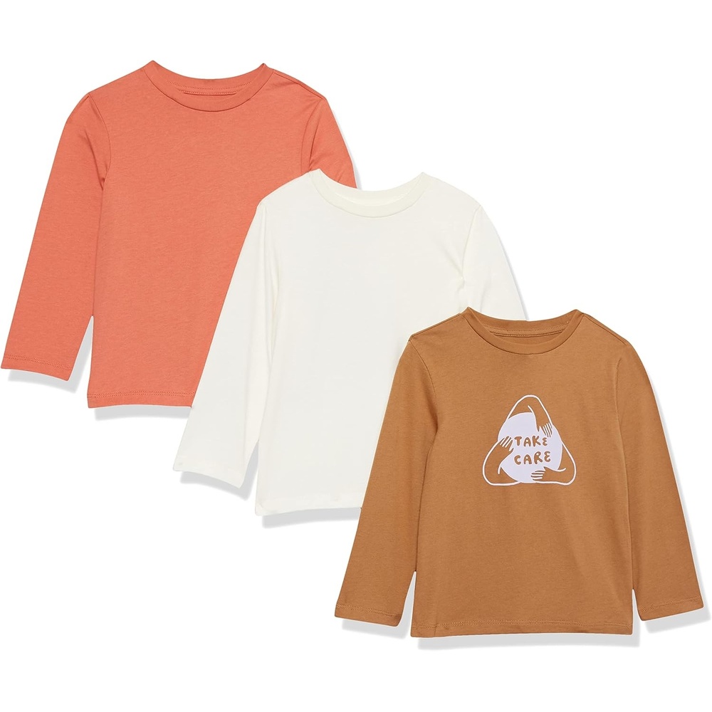 image:imageAmazon Essentials Boys and Toddlers Relaxed Organic Cotton Long Sleeve TShirt Previously Amazon Aware Pack of 3