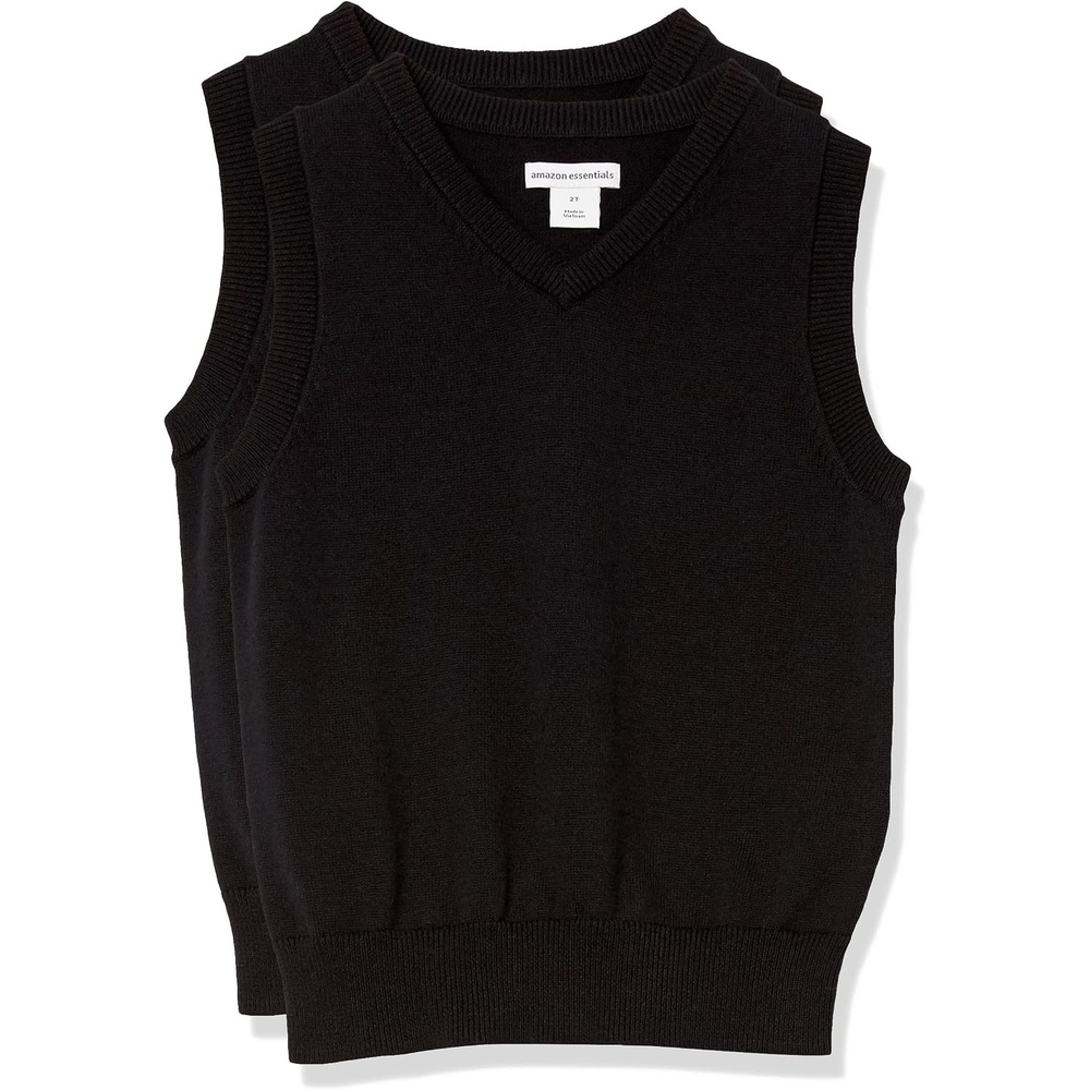image:imageAmazon Essentials Boys and Toddlers School Uniform Cotton VNeck Sweater Vest2pack Black