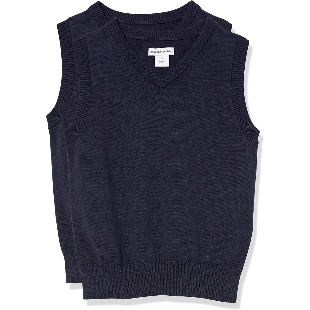 image:imageAmazon Essentials Boys and Toddlers School Uniform Cotton VNeck Sweater Vest2pack Navy