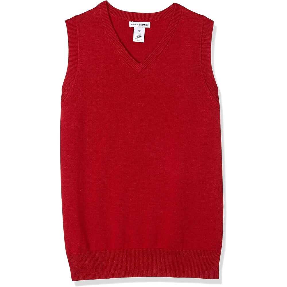 image:imageAmazon Essentials Boys and Toddlers School Uniform Cotton VNeck Sweater VestRed