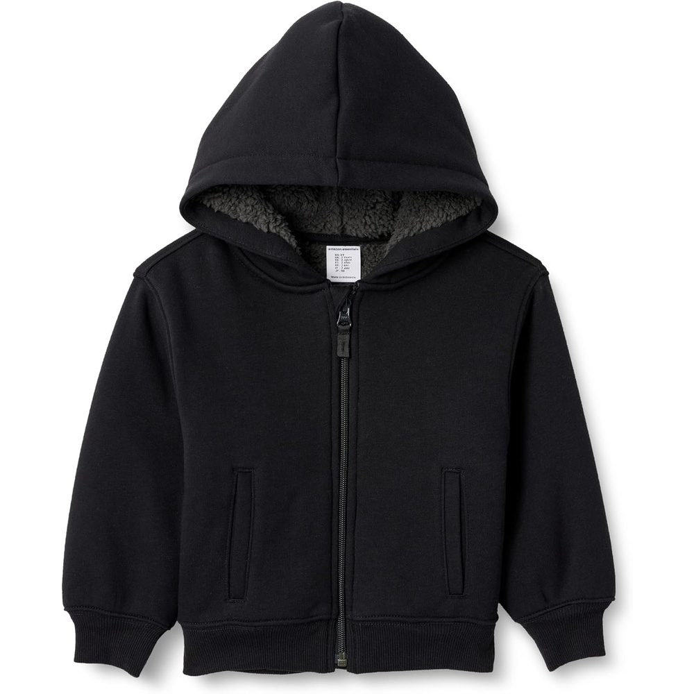 image:imageAmazon Essentials Boys and Toddlers SherpaLined ZipUp Hoodie SweatshirtBlack