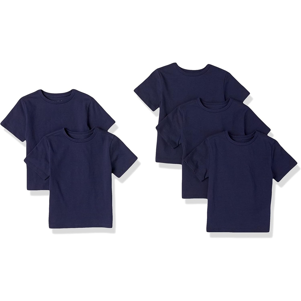 image:imageAmazon Essentials Boys and Toddlers Short Sleeve Tee Shirts Cotton Jersey Multipacks5pack Navy