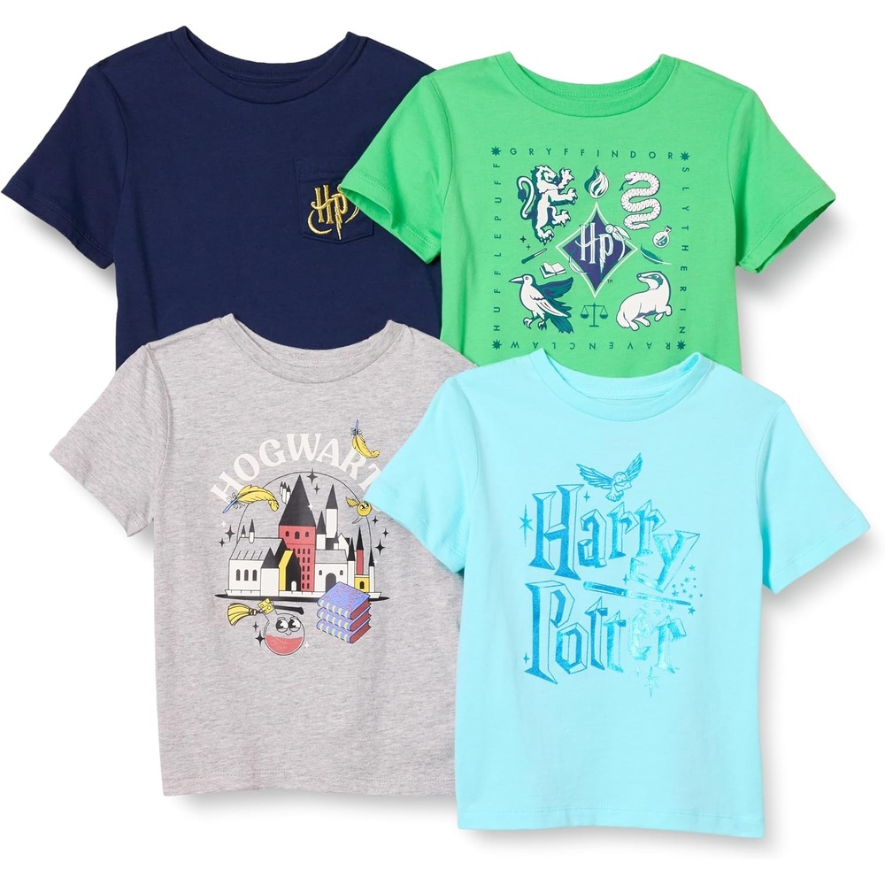 image:imageAmazon Essentials Boys and Toddlers Short Sleeve Tee Shirts Cotton Jersey MultipacksHarry Potter Hogwarts