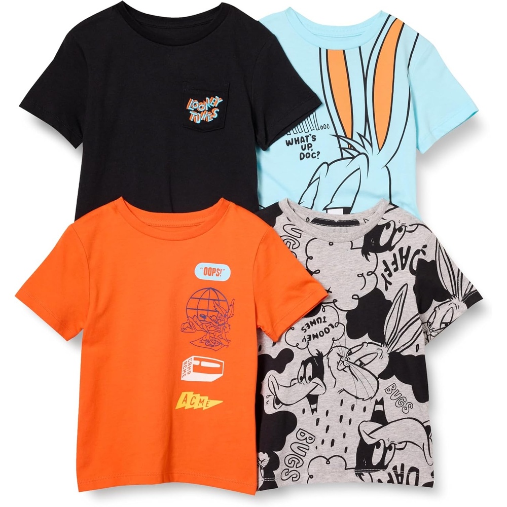image:imageAmazon Essentials Boys and Toddlers Short Sleeve Tee Shirts Cotton Jersey MultipacksLooney Tunes Bugs