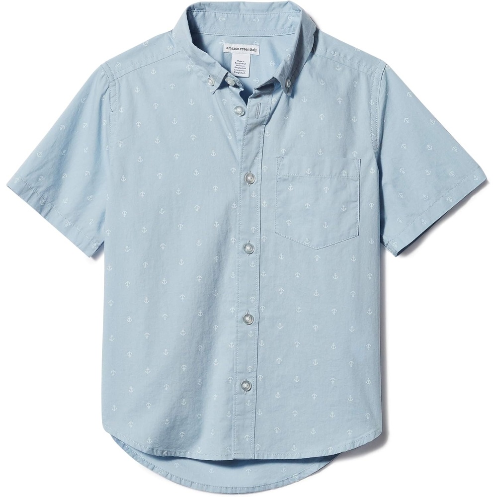 image:imageAmazon Essentials Boys and Toddlers ShortSleeve Woven Poplin Chambray ButtonDown Shirt