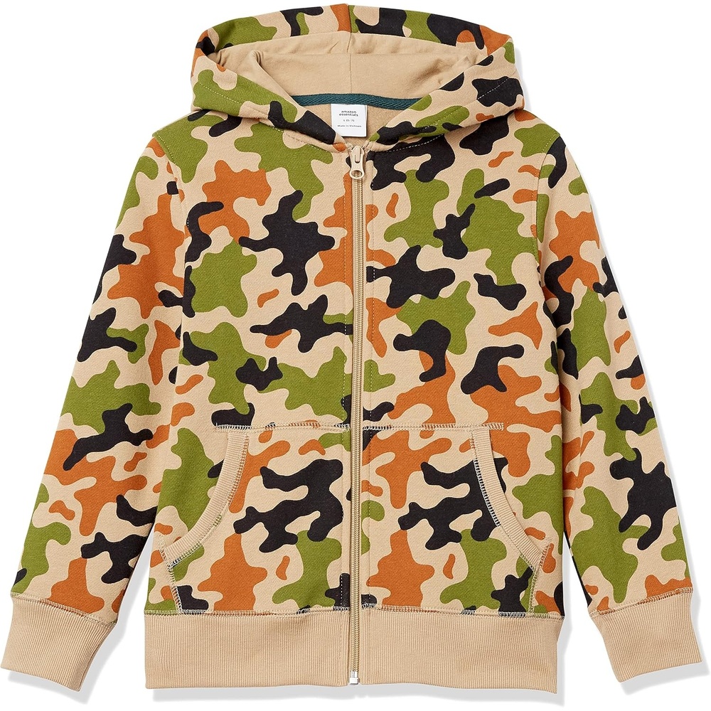 image:imageAmazon Essentials Boys and Toddlers Soft Fleece ZipUp Hoodie SweatshirtGreen Camo