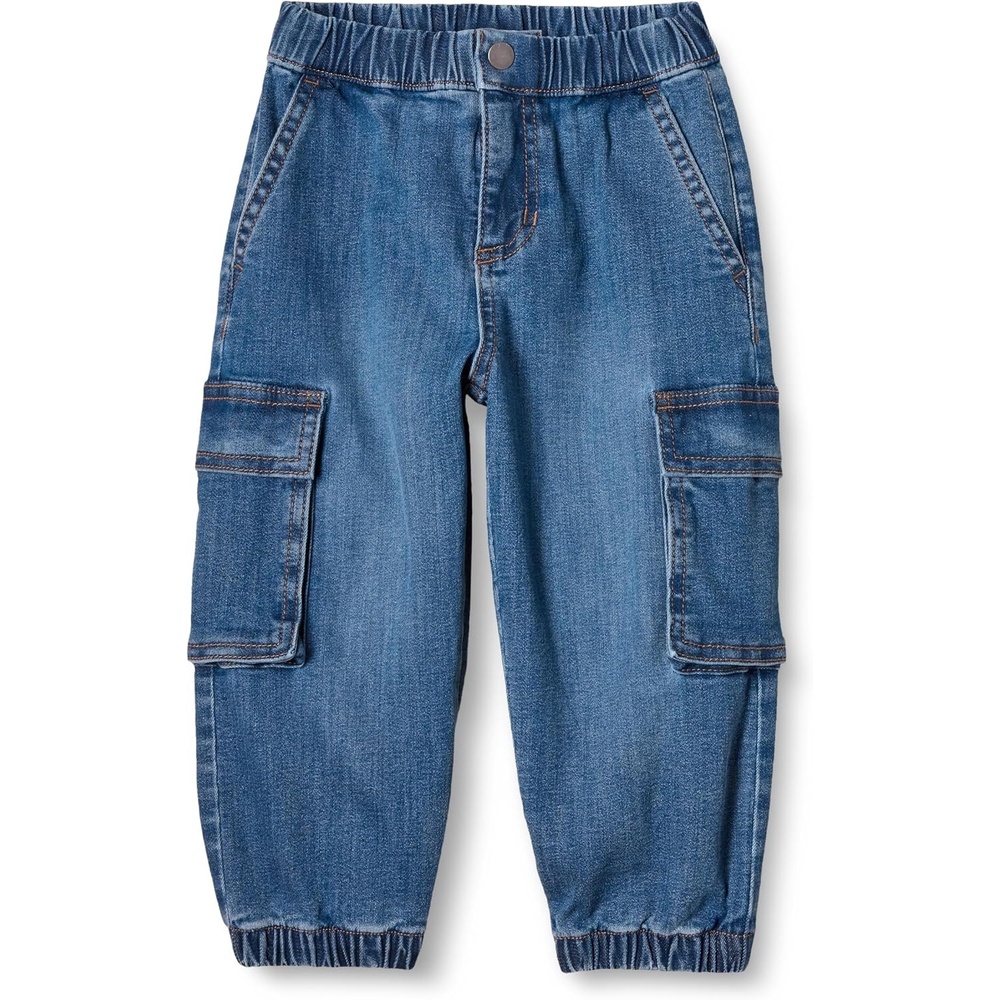 image:imageAmazon Essentials Boys and Toddlers Stretch Denim Cargo Jean with Elastic WaistIndigo
