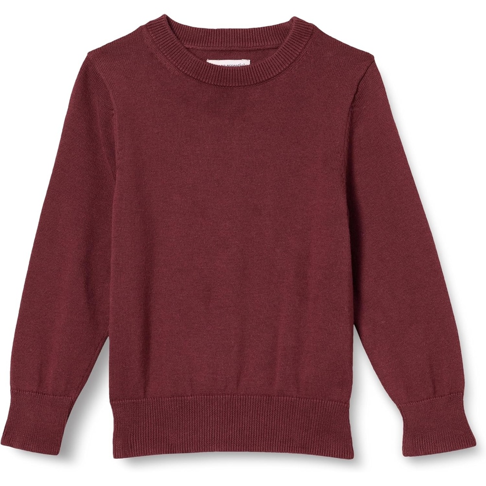 image:imageAmazon Essentials Boys and Toddlers Uniform Cotton Crewneck Pullover SweaterBurgundy