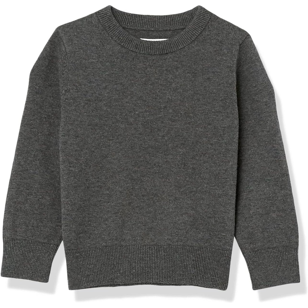 image:imageAmazon Essentials Boys and Toddlers Uniform Cotton Crewneck Pullover SweaterCharcoal Heather