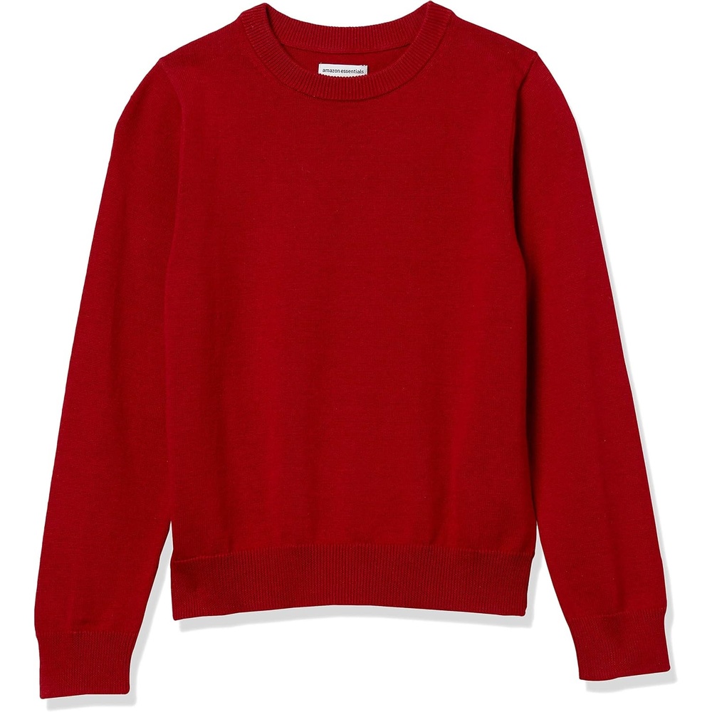 image:imageAmazon Essentials Boys and Toddlers Uniform Cotton Crewneck Pullover SweaterRed