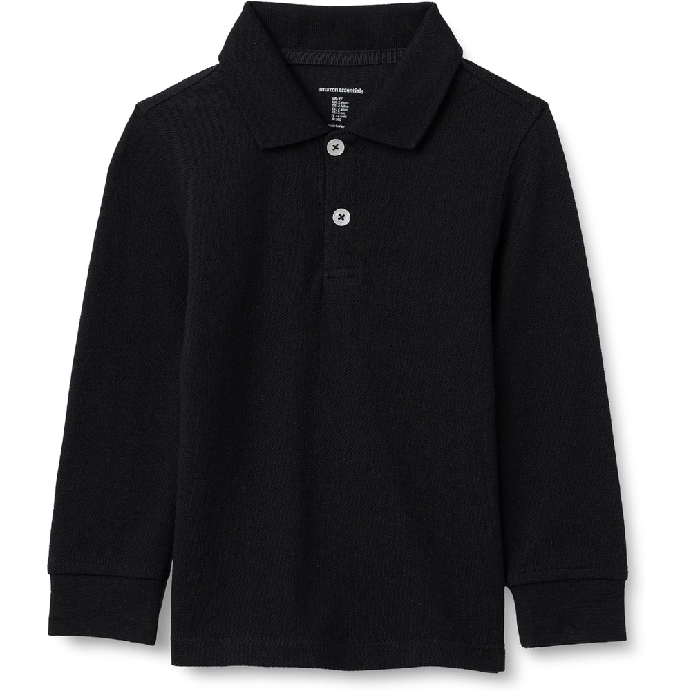 image:imageAmazon Essentials Boys and Toddlers Uniform Long Sleeve Pique Polo Shirt for School UniformBlack