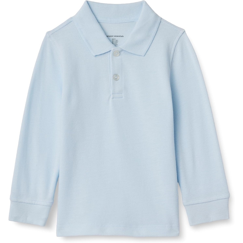 image:imageAmazon Essentials Boys and Toddlers Uniform Long Sleeve Pique Polo Shirt for School UniformLight Blue