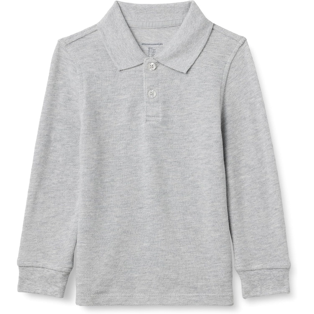 image:imageAmazon Essentials Boys and Toddlers Uniform Long Sleeve Pique Polo Shirt for School UniformLight Grey Heather
