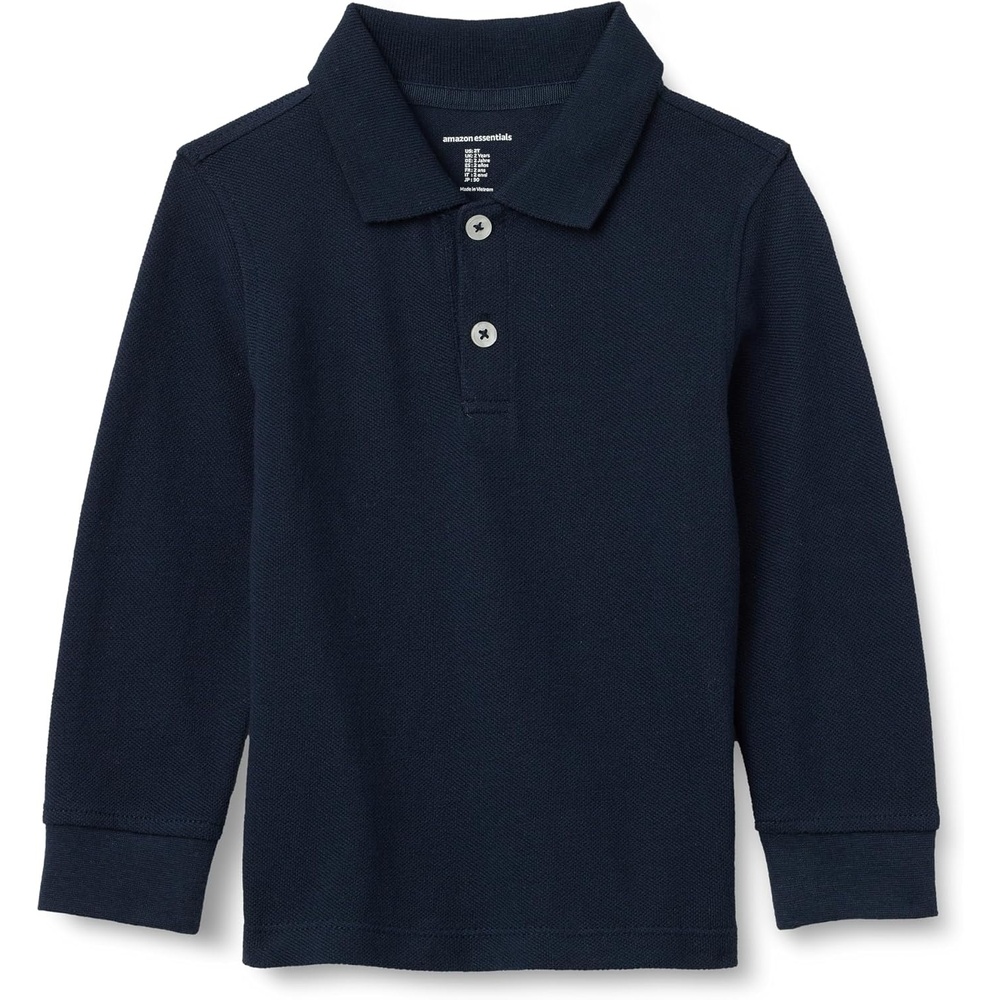 image:imageAmazon Essentials Boys and Toddlers Uniform Long Sleeve Pique Polo Shirt for School UniformNavy