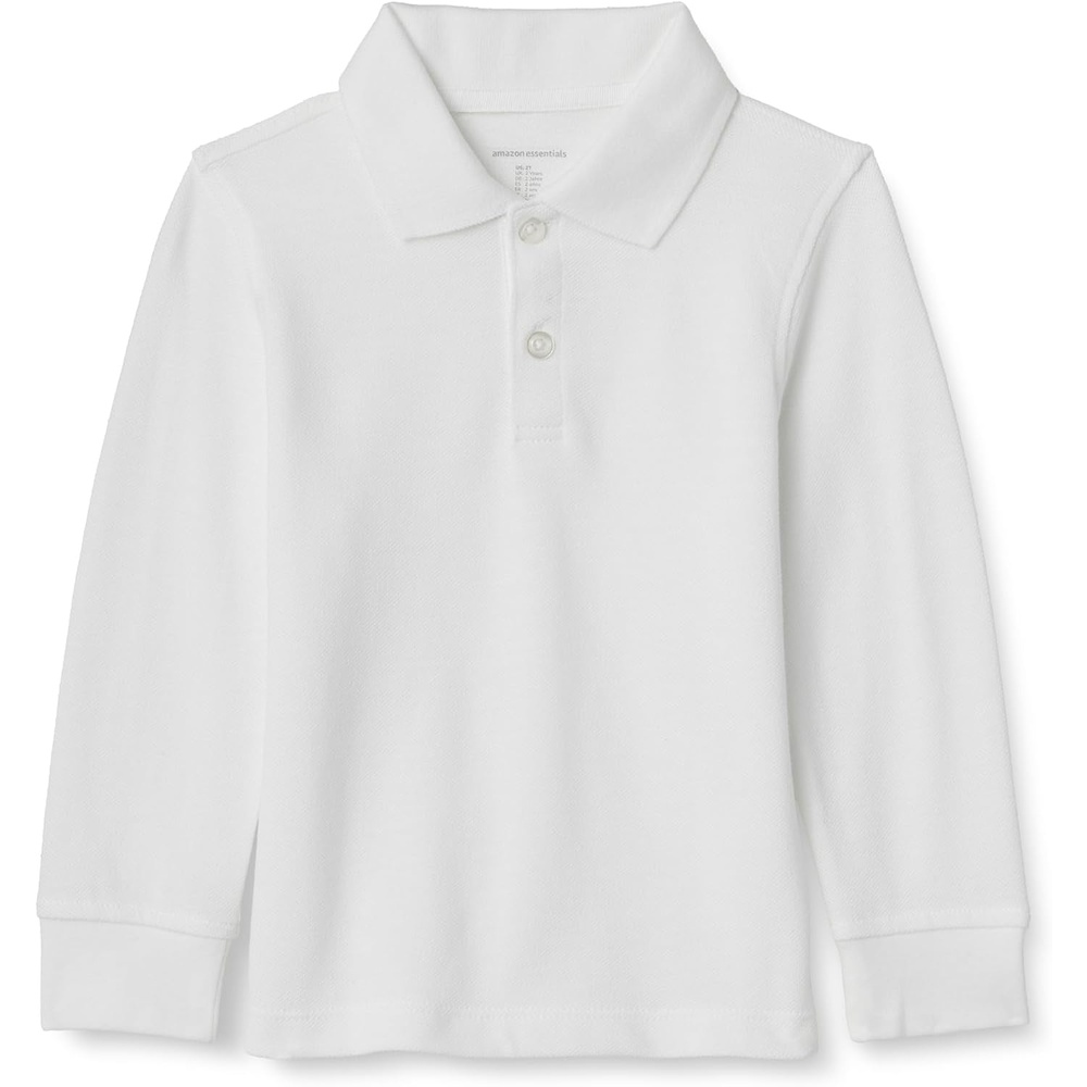 image:imageAmazon Essentials Boys and Toddlers Uniform Long Sleeve Pique Polo Shirt for School UniformWhite