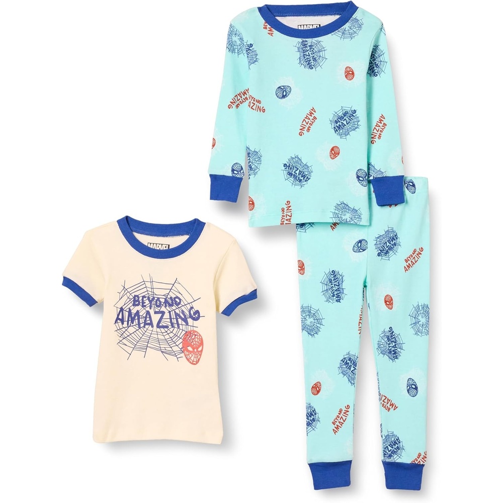 image:imageAmazon Essentials Disney Marvel Star Wars Boys and Toddlers SnugFit Cotton Pajama Sleepwear Sets3piece Marvel Amazing Spiderman Set