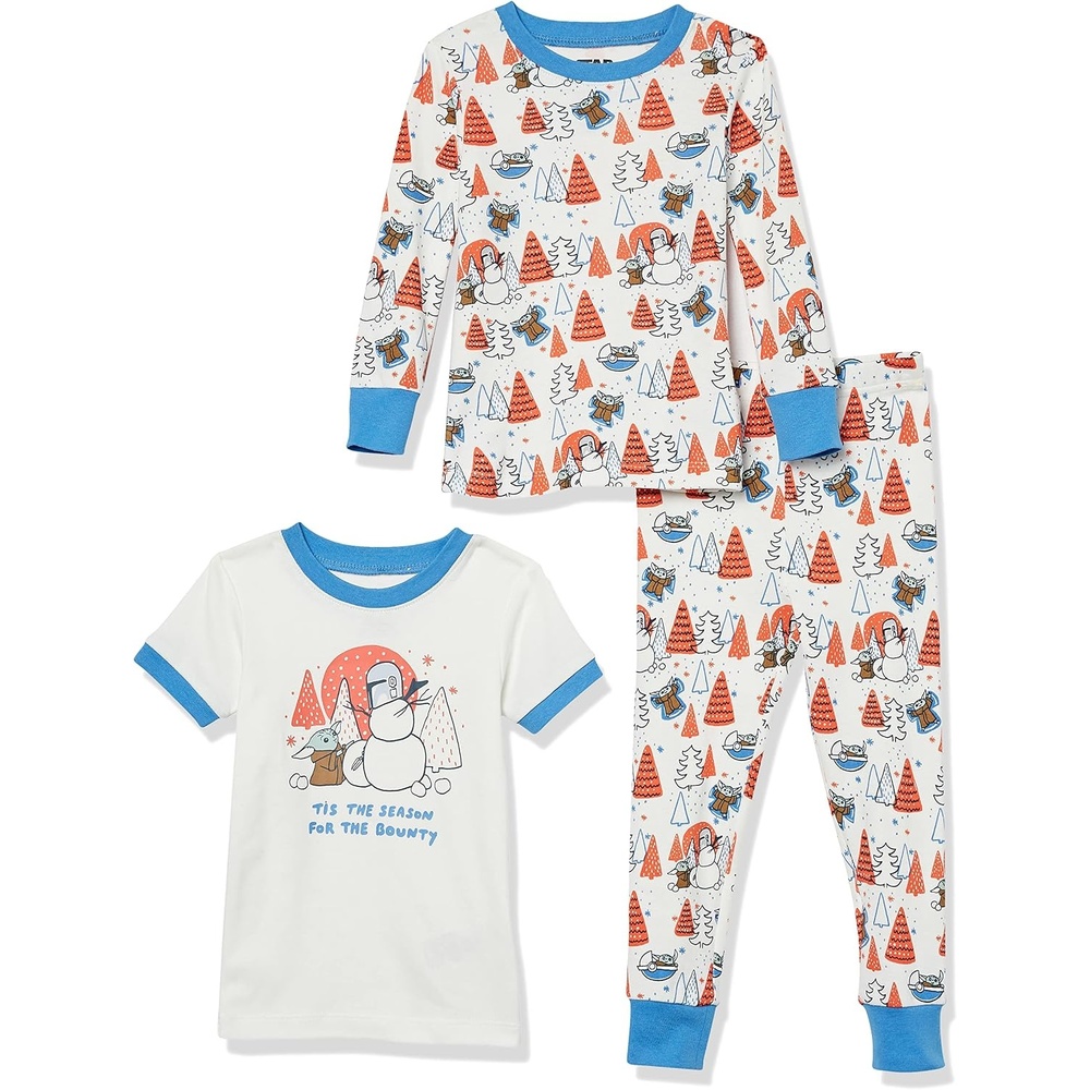 image:imageAmazon Essentials Disney Marvel Star Wars Boys and Toddlers SnugFit Cotton Pajama Sleepwear Sets3piece Star Wars Mando Winter