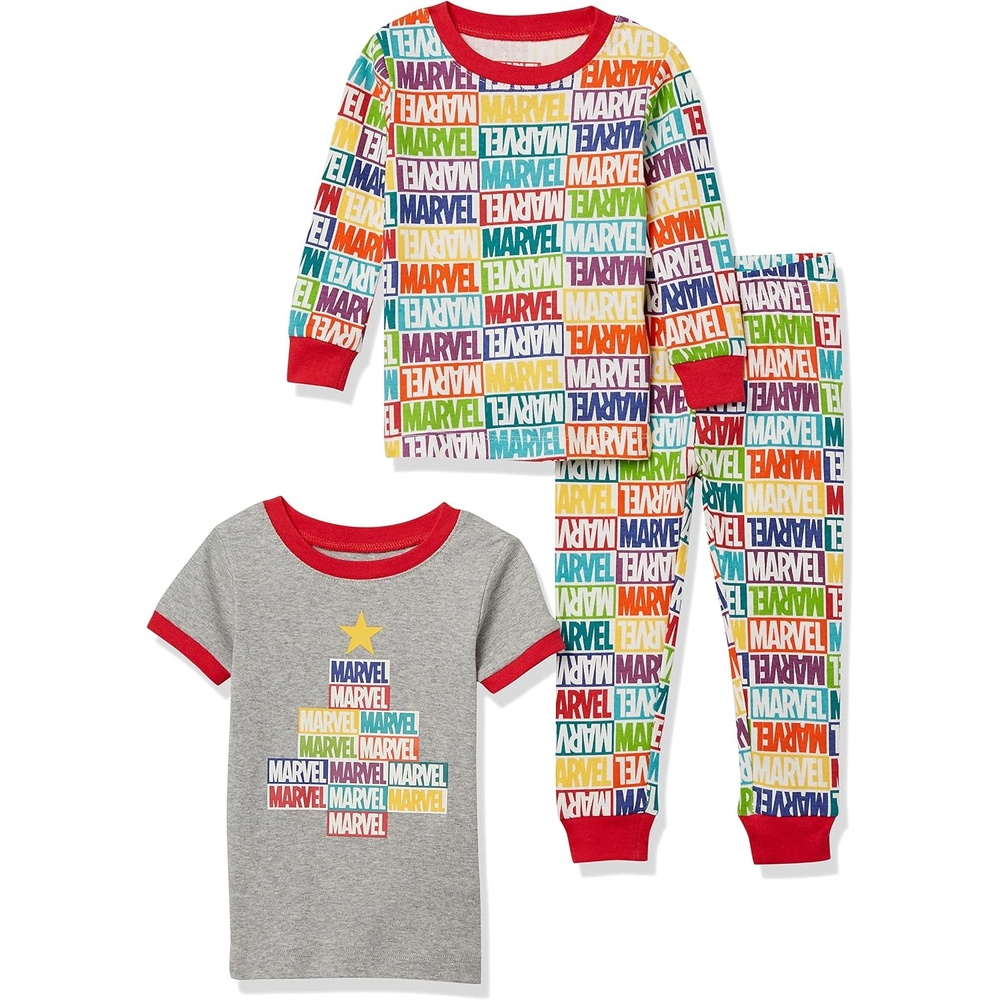image:imageAmazon Essentials Disney Marvel Star Wars Unisex Kids SnugFit Cotton PajamasMarvel Holiday Bricks