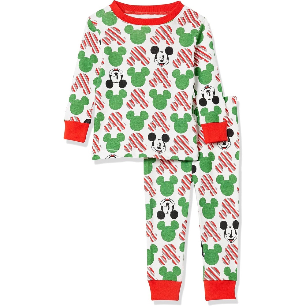 image:imageAmazon Essentials Disney Marvel Star Wars Unisex Kids SnugFit Cotton PajamasMickey Holiday Baby and Kids