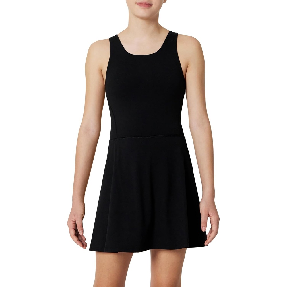 image:imageAmazon Essentials Girls Active FormFlex Buttery Soft Tank Tennis Dress with Builtin Bodysuit Bra amp ShortsBlack