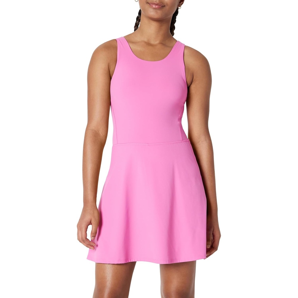 image:imageAmazon Essentials Girls Active FormFlex Buttery Soft Tank Tennis Dress with Builtin Bodysuit Bra amp ShortsPink
