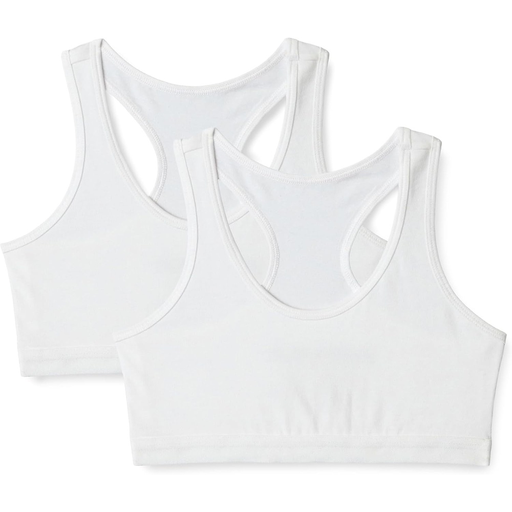 image:imageAmazon Essentials Girls Cotton Jersey Racerback Crop Top BraletteWhite
