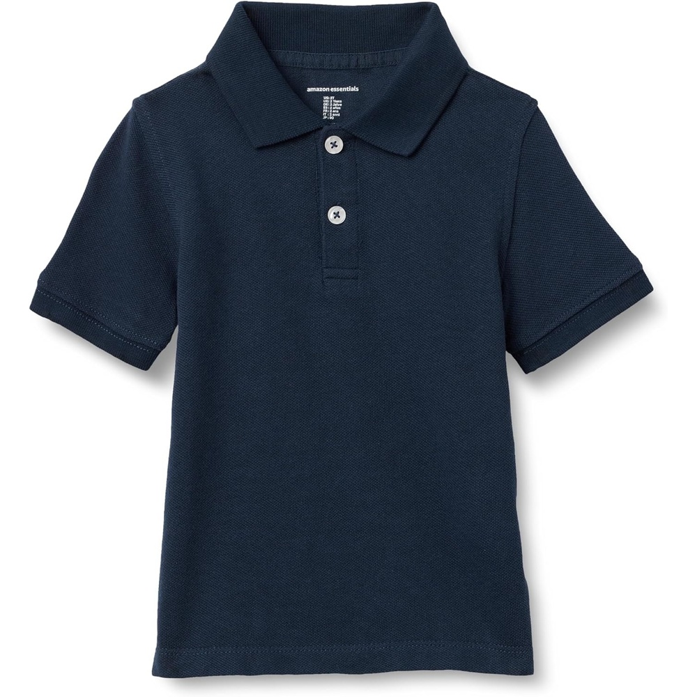 image:imageAmazon Essentials Toddler Boys School Uniform ShortSleeve Pique Polo Shirts Breathable Cotton Button Closure MultipacksNavy