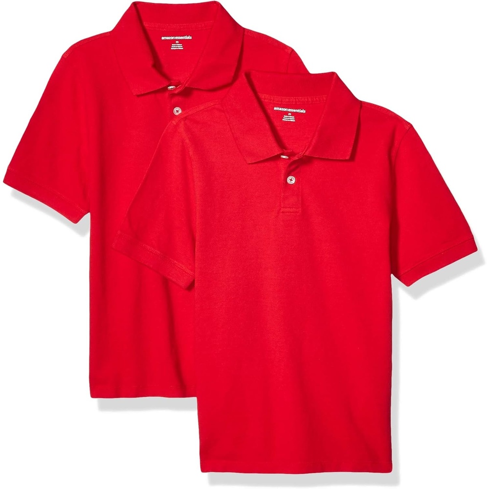 image:imageAmazon Essentials Toddler Boys School Uniform ShortSleeve Pique Polo Shirts Breathable Cotton Button Closure MultipacksRed