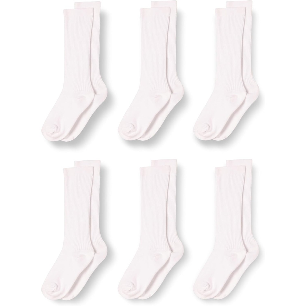 image:imageAmazon Essentials Unisex Kids Comfortable Casual Cotton Knee High SocksWhite