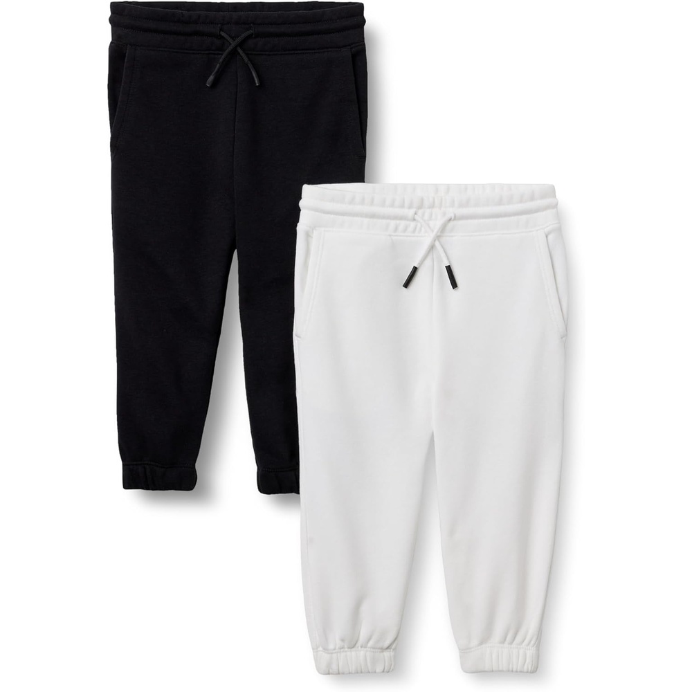 image:imageAmazon Essentials Unisex Kids Cotton JoggersBlackWhite