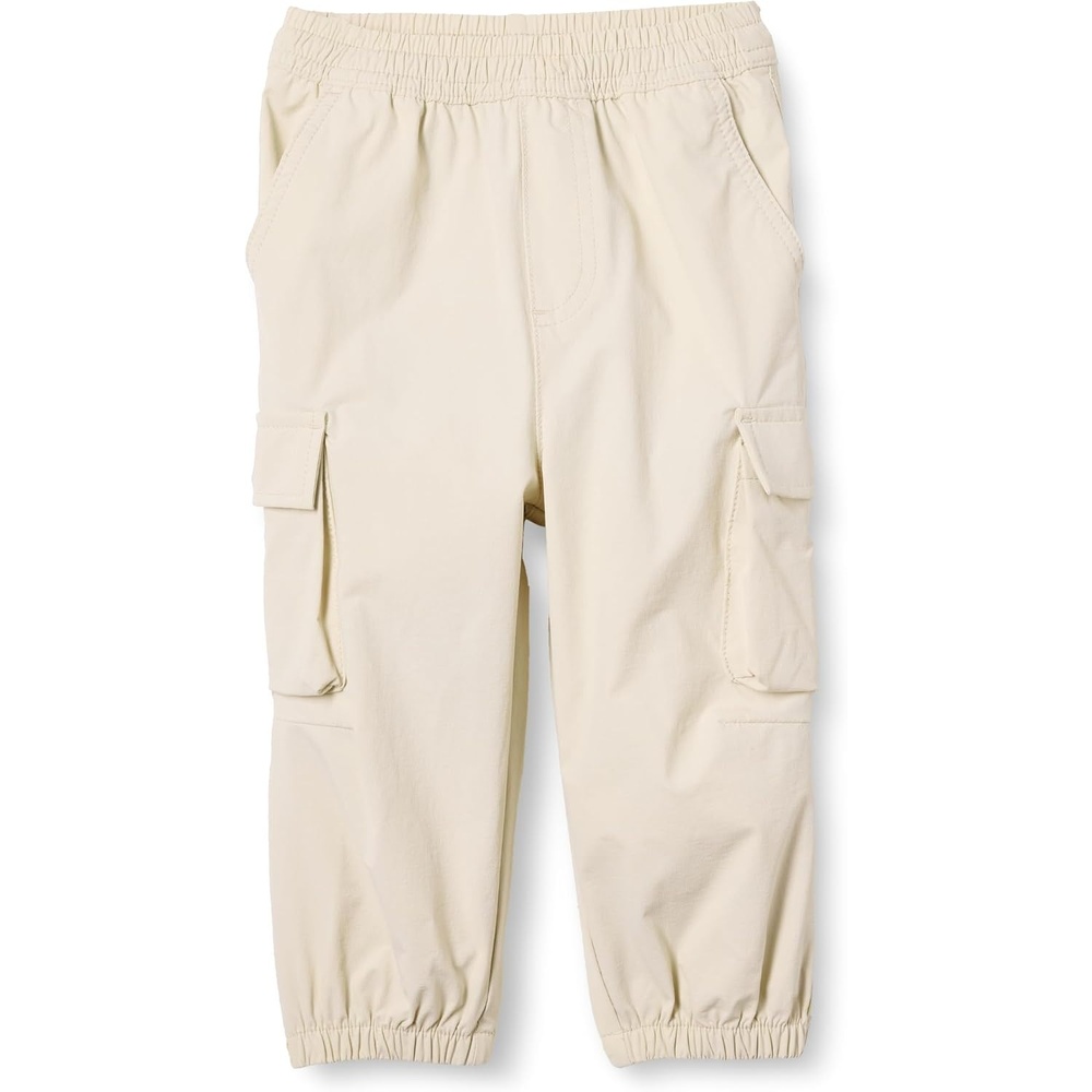 image:imageAmazon Essentials Unisex Kids and Toddlers Cargo Parachute Pants Joggers with Elastic Waist Drawstring Pull OnBeige