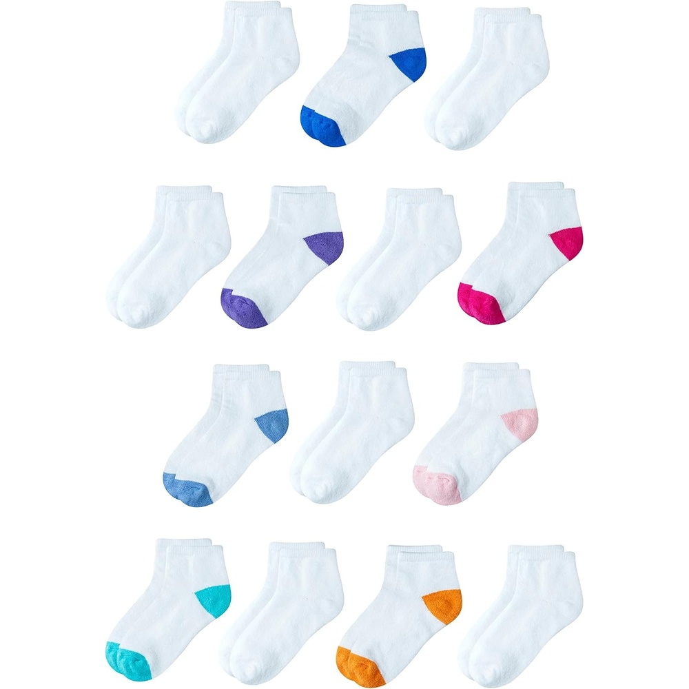 image:imageAmazon Essentials Unisex Kids and Toddlers Cotton Ankle Socks with Cushioned Sole for Boys Girls Toddlers 14 Pairs14pack WhiteMulti Ht