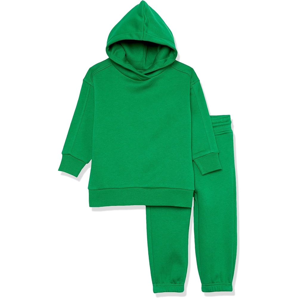 image:imageAmazon Essentials Unisex Kids and Toddlers Modern Sweatsuit Set 2 Piece Hooded Outfit Pack of 2Green