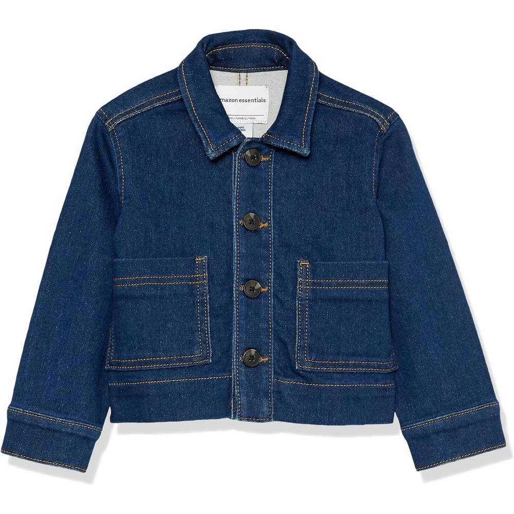 image:imageAmazon Essentials Unisex Kids and Toddlers RelaxedFit Denim Chore Jacket OuterwearDark Indigo Wash