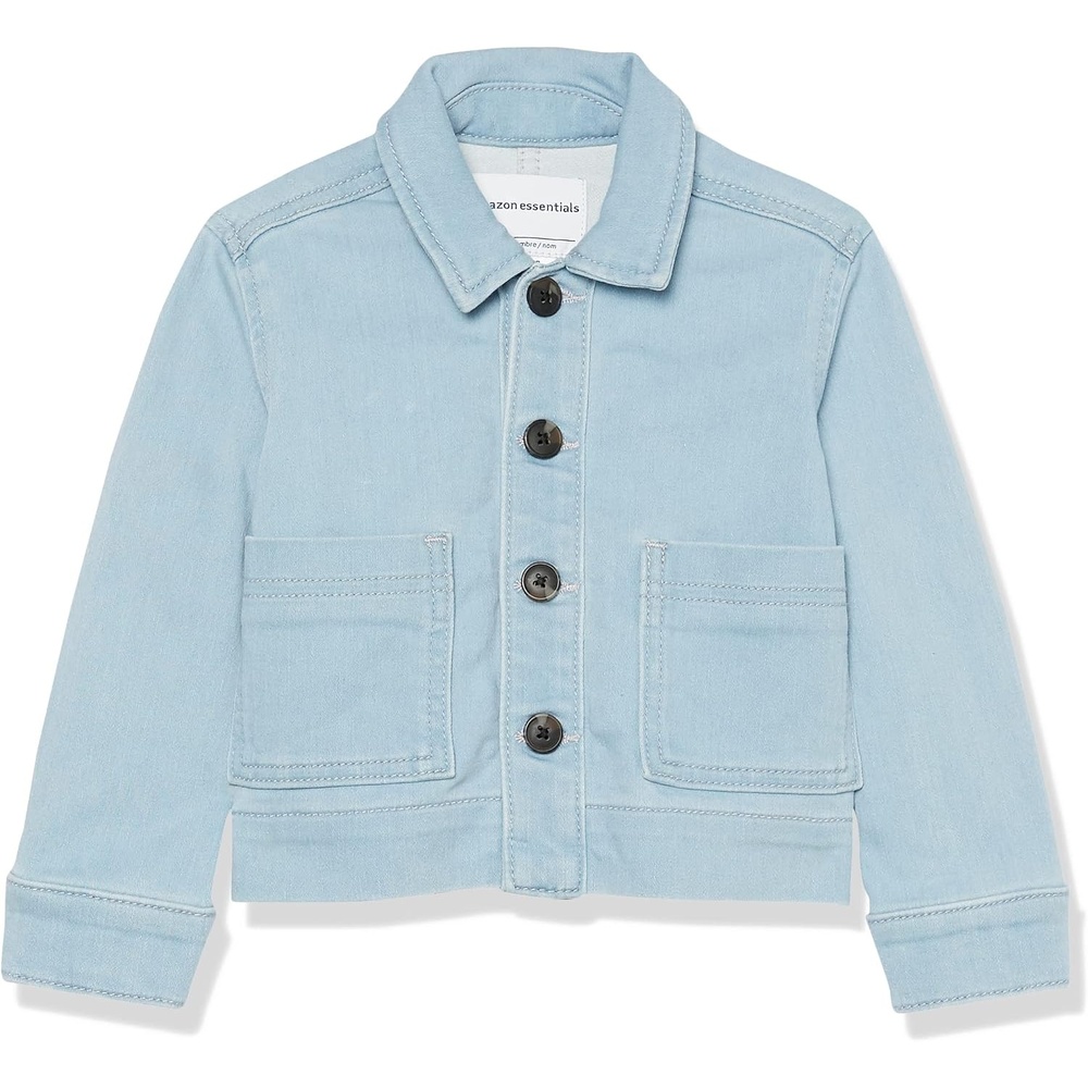 image:imageAmazon Essentials Unisex Kids and Toddlers RelaxedFit Denim Chore Jacket OuterwearLight Denim Blue